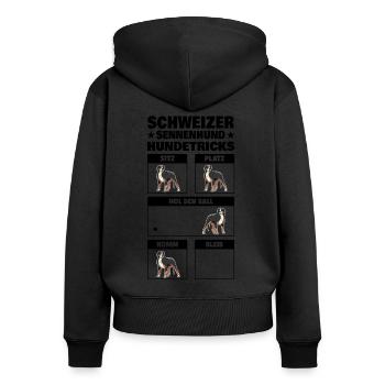 Großer Schweizer Sennenhund Hundetricks - Frauen Premium Bio Zip Hoodie - Schwarz - Hinten - Julia (174cm)