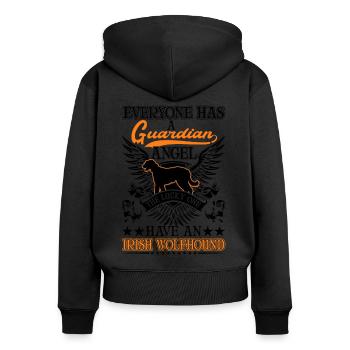 Irish Wolfhound Guardian Angel Irish Wolfhound - Sweat à capuche zippé Premium bio Femme - noir - Dos - Julia (174cm)