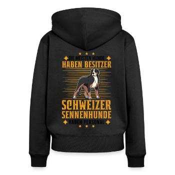 Großer Schweizer Sennenhund Personal - Frauen Premium Bio Zip Hoodie - Schwarz - Hinten - Julia (174cm)