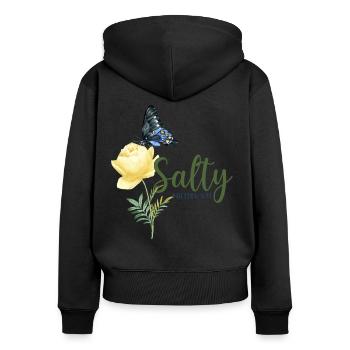 Christian Bible Verse Butterfly - Frauen Premium Bio Zip Hoodie - Schwarz - Hinten - Julia (174cm)