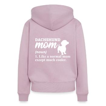 Teckel Teckel Propriétaire du teckel viennois - Sweat à capuche zippé Premium bio Femme - rose poudré - Dos - Julia (174cm)