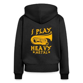 Tuba - Frauen Premium Bio Zip Hoodie - Schwarz - Hinten - Julia (174cm)