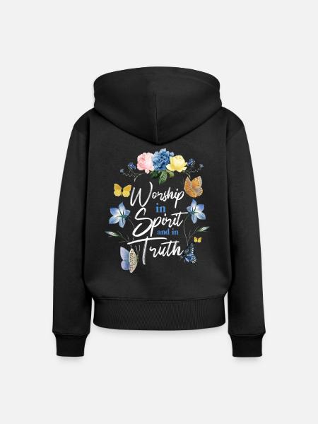 Christian Bible Verse Butterfly - Frauen Premium Bio Zip Hoodie - Schwarz