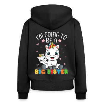 Sister Unicorn I'm Going To Be A Big Sister - Women's Premium Organic Zip Hoodie - black - Back - Julia (174cm)