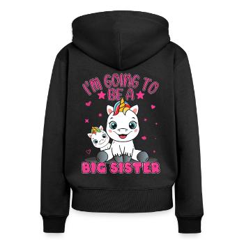 Sister Unicorn I'm Going To Be A Big Sister - Women's Premium Organic Zip Hoodie - black - Back - Julia (174cm)