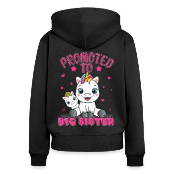 Sister Unicorn Promoted To Big Sister Gift - Women's Premium Organic Zip Hoodie - black - Back - Julia (174cm)