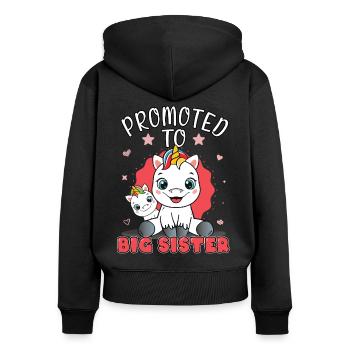 Sister Unicorn Promoted To Big Sister Gift - Women's Premium Organic Zip Hoodie - black - Back - Julia (174cm)