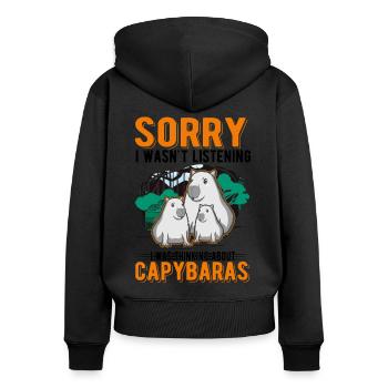 Capybara Wasserschwein Capibara - Sweat à capuche zippé Premium bio Femme - noir - Dos - Julia (174cm)