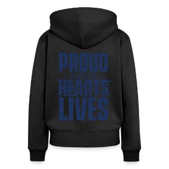 Proud to Have Two Hearts Life Surgery Heart - Women's Premium Organic Zip Hoodie - black - Back - Julia (174cm)