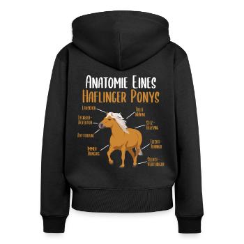 Anatomie eines Haflinger Ponys - Haflinger Pferd - Frauen Premium Bio Zip Hoodie - Schwarz - Hinten - Julia (174cm)