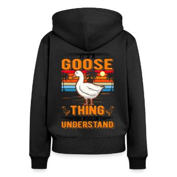 Goose Thing Goose Goose Goose Breeder - Women's Premium Organic Zip Hoodie - black - Back - Julia (174cm)