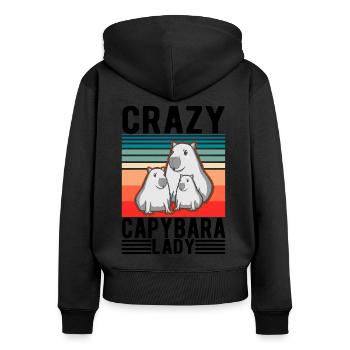 Crazy Capybara lady Wasserschwein Capibara - Women's Premium Organic Zip Hoodie - black - Back - Julia (174cm)