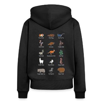 Seltene Exotische Tiere Meme Wortspiel Geschenk - Frauen Premium Bio Zip Hoodie - Schwarz - Hinten - Julia (174cm)