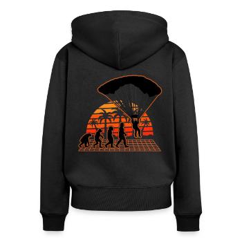 Parachutist Evolution Sunset Parachute - Women's Premium Organic Zip Hoodie - black - Back - Julia (174cm)