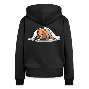 Capybara Peluche Jouet Chemise de couchage Capybara - Sweat à capuche zippé Premium bio Femme - noir - Dos - Julia (174cm)