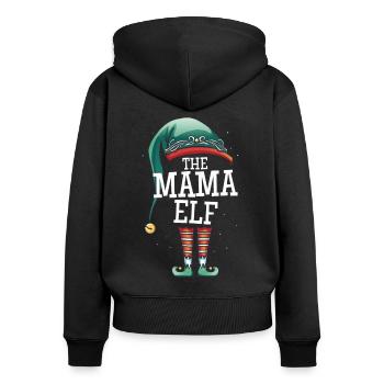 Die Mama Elfe The Mama Elf Weihnachts Outfit Mutti - Frauen Premium Bio Zip Hoodie - Schwarz - Hinten - Julia (174cm)