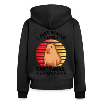 I just really like Capybaras Wasserschwein - Frauen Premium Bio Zip Hoodie - Schwarz - Hinten - Julia (174cm)