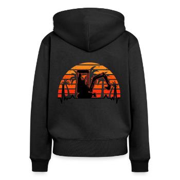 Baggerführer Herzschlag Retro Bagger Baggerfahrer - Frauen Premium Bio Zip Hoodie - Schwarz - Hinten - Julia (174cm)