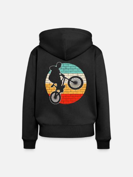 BMX retro - Frauen Premium Bio Zip Hoodie - Schwarz