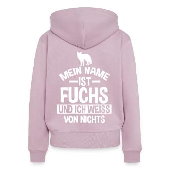 Waltier Waldbewohner Fuchs - Frauen Premium Bio Zip Hoodie - Altrosa - Hinten - Julia (174cm)