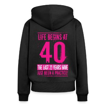 40 Geburtstag - Frauen Premium Bio Zip Hoodie - Schwarz - Hinten - Julia (174cm)