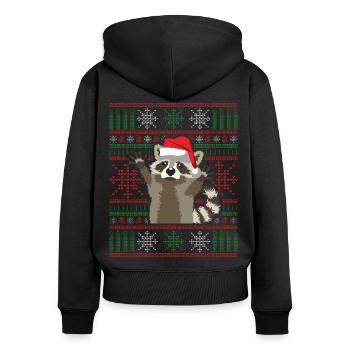 Vilain raton laveur de Noël - Sweat à capuche zippé Premium bio Femme - noir - Dos - Julia (174cm)