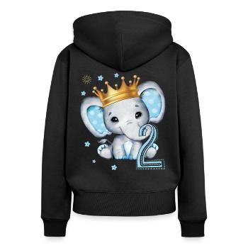 Kids 2nd Birthday Elephant Boy - Women's Premium Organic Zip Hoodie - black - Back - Julia (174cm)