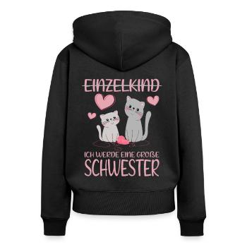 Einzelkind Ich werde große Schwester süße Kätzchen - Frauen Premium Bio Zip Hoodie - Schwarz - Hinten - Julia (174cm)