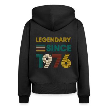 Vintage Legendary since 1976 birthday - Women's Premium Organic Zip Hoodie - black - Back - Julia (174cm)