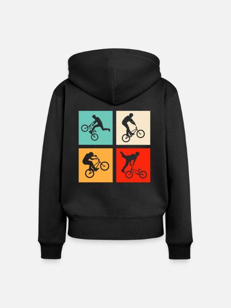 BMX Retro - Frauen Premium Bio Zip Hoodie - Schwarz
