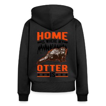 Home is where my Otter is Fischotter Seeotter - Frauen Premium Bio Zip Hoodie - Schwarz - Hinten - Julia (174cm)
