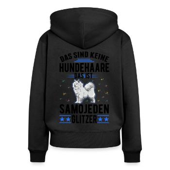 Samojede Glitzer Schlittenhund Samoyed - Frauen Premium Bio Zip Hoodie - Schwarz - Hinten - Julia (174cm)