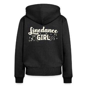 Rodeo Western Linedance Mädchen - Frauen Premium Bio Zip Hoodie - Schwarz - Hinten - Julia (174cm)