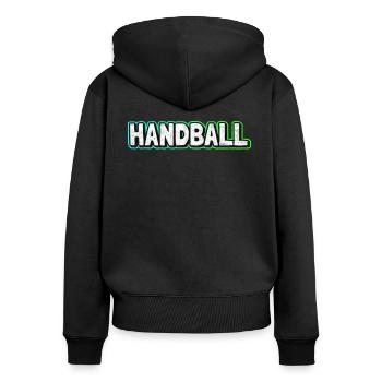 Handball - Frauen Premium Bio Zip Hoodie - Schwarz - Hinten - Julia (174cm)