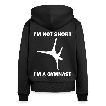 Gymnastique - Je ne suis pas court Je suis gymnaste - Sweat à capuche zippé Premium bio Femme - noir - Dos - Julia (174cm)