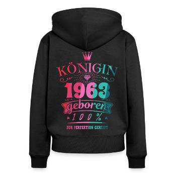 Geburtsjahr 1963 Königin Geburtstag Geschenk - Frauen Premium Bio Zip Hoodie - Schwarz - Hinten - Julia (174cm)