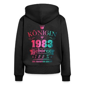 Geburtsjahr 1983 Königin Geburtstag Geschenk - Frauen Premium Bio Zip Hoodie - Schwarz - Hinten - Julia (174cm)