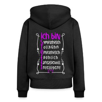 Für den besten Menschen - Ich bin Steffi - Frauen Premium Bio Zip Hoodie - Schwarz - Hinten - Julia (174cm)