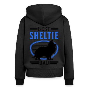 Meilleur chien de berger Shetland Papa Sheltie Chien de troupeau - Sweat à capuche zippé Premium bio Femme - noir - Dos - Julia (174cm)