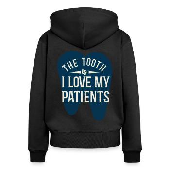 Dentiste Assistante Hygiéniste - Sweat à capuche zippé Premium bio Femme - noir - Dos - Julia (174cm)