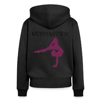 Gymnastics Geräteturnen Kunstturnen - Frauen Premium Bio Zip Hoodie - Schwarz - Hinten - Julia (174cm)