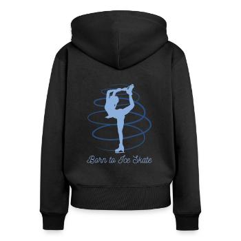 Patinage sur glace - Né du patin à glace - Sweat à capuche zippé Premium bio Femme - noir - Dos - Julia (174cm)