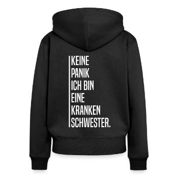 Damen Krankenschwester Arzthelferin Krankenhaus - Frauen Premium Bio Zip Hoodie - Schwarz - Hinten - Julia (174cm)