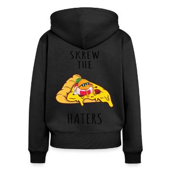 Pizza Hawaii Pineapple Pizza Food - Women's Premium Organic Zip Hoodie - black - Back - Julia (174cm)