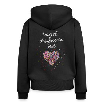 Nageldesignerin mit Herz Kosmetikerin Geschenkidee - Frauen Premium Bio Zip Hoodie - Schwarz - Hinten - Julia (174cm)