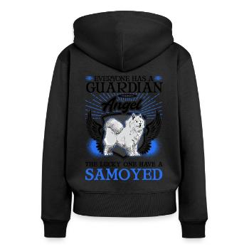 Samojede Schutzengel Schlittenhund Samojeden - Frauen Premium Bio Zip Hoodie - Schwarz - Hinten - Julia (174cm)