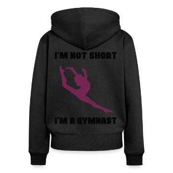 Gymnastique - Je ne suis pas court Je suis gymnaste - Sweat à capuche zippé Premium bio Femme - noir - Dos - Julia (174cm)