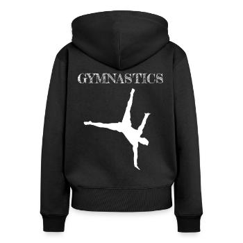 Gymnastics Geräteturnen Kunstturnen - Frauen Premium Bio Zip Hoodie - Schwarz - Hinten - Julia (174cm)