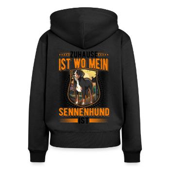Großer Schweizer Sennenhund Personal - Frauen Premium Bio Zip Hoodie - Schwarz - Hinten - Julia (174cm)