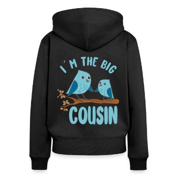 Große Cousine Vögel - Ich werde große Cousine - Frauen Premium Bio Zip Hoodie - Schwarz - Hinten - Julia (174cm)